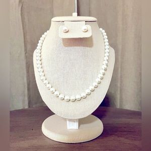Faux Pearl Earrings & Necklace Set